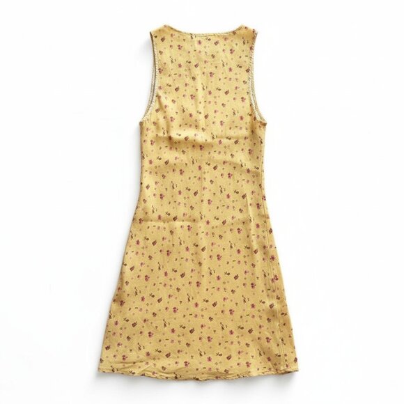 Reformation Yellow Floral Mini Dress | Cottagecore | V-Neck | XS - Small - Picture 4 of 6